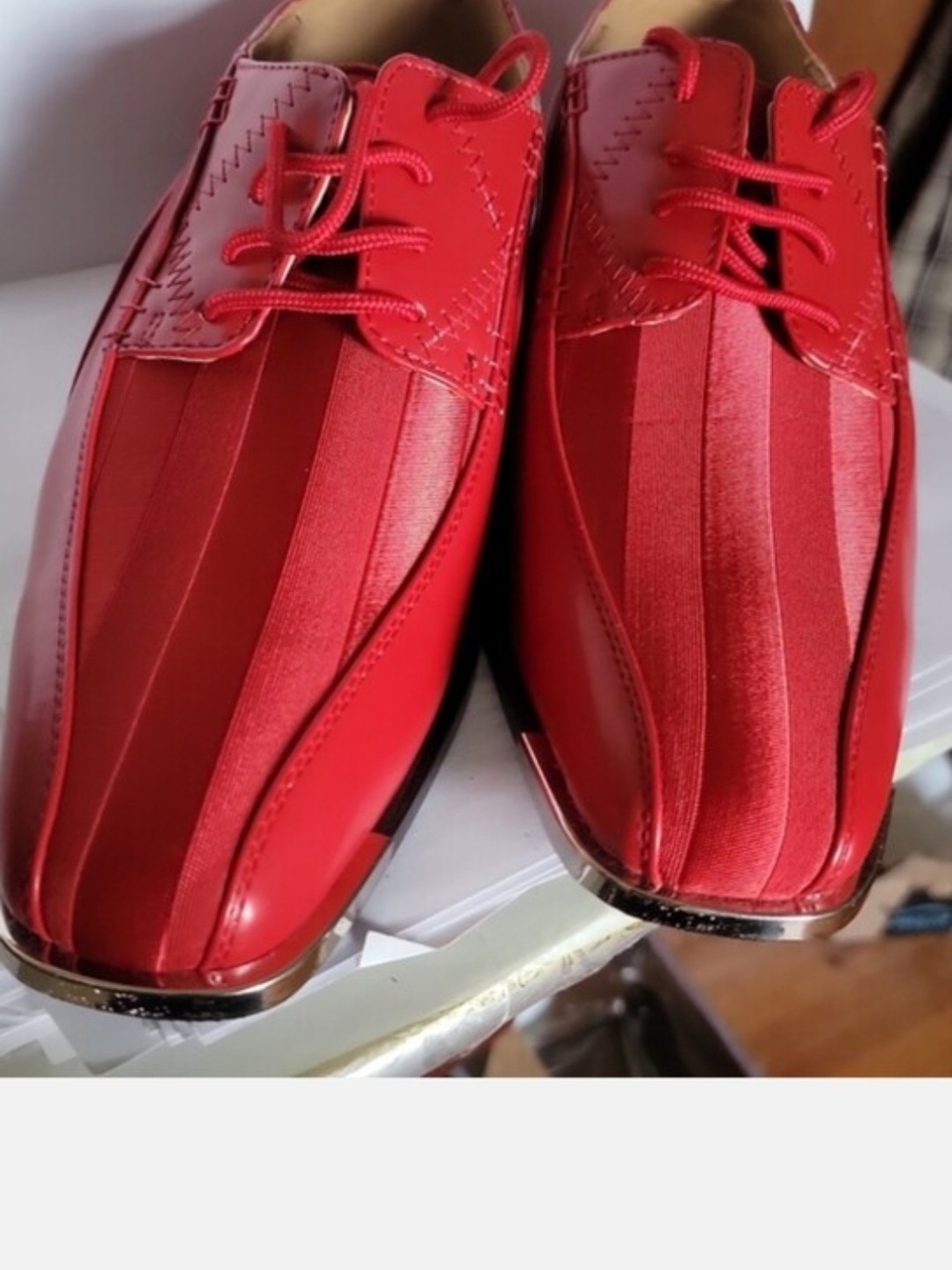Expressions Red Satin-Striped Lace-Up Oxfords